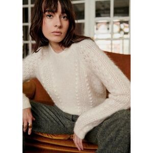 Sézane Come Jumper in ecru kid mohair and wool blend.